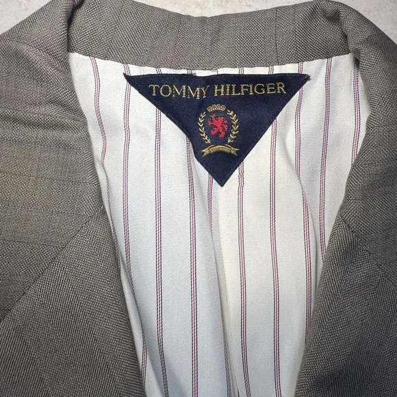 VTG 90s Tommy Hilfiger Union Made Mens 42R Wool Blazer‎ Sport Coat USA Made Gray